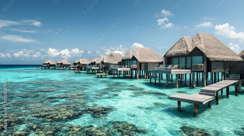 Luxury Overwater Bungalows in Tropical Paradise Luxury Overwater Bungalows in Tropical Paradise