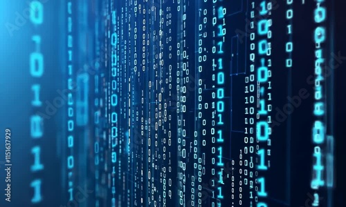 Abstract Digital Data Stream: Binary Code and Circuitry Visualization
