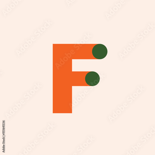 Logo letter F capital unique design minimalist with blank background