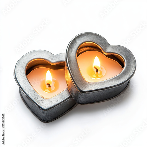 valentine, valentines, valentine heart, candle on white background photo