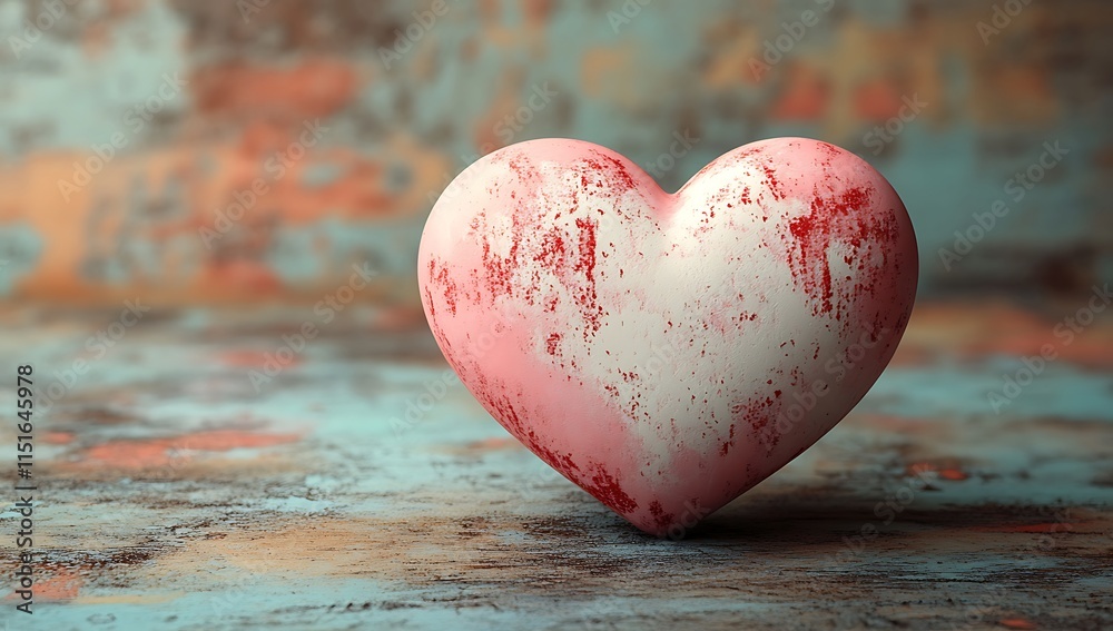 Fototapeta premium Heart-Shaped Object with Red Paint