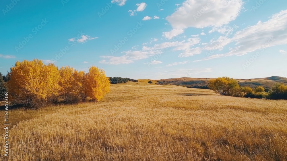 Autumn action in golden wheat field sunny day landscape cozy atmosphere nature serenity Autumn action in golden wheat field sunny day landscape cozy atmosphere nature serenity
