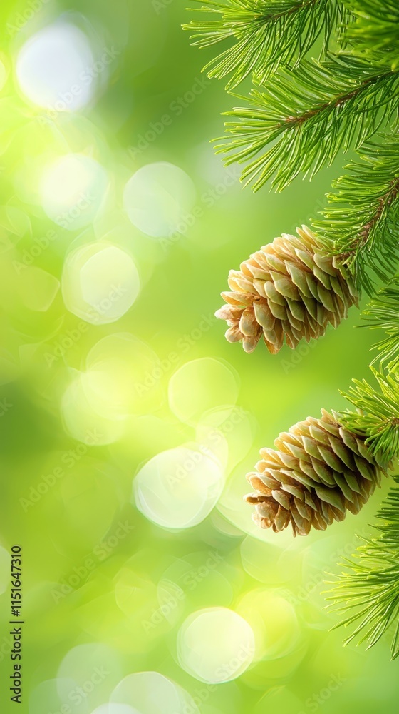 A close up of a pine cone on a tree branch A close up of a pine cone on a tree branch