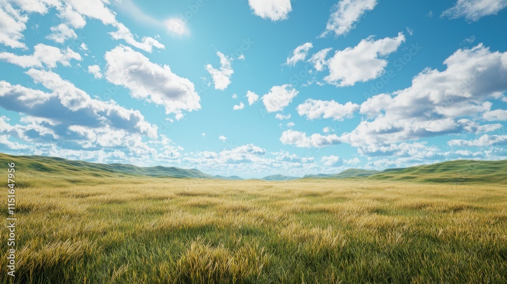 Golden wheat field under clear blue sky rolling hills nature photography serene landscape sunny day concept Golden wheat field under clear blue sky rolling hills nature photography serene landscape sunny day concept