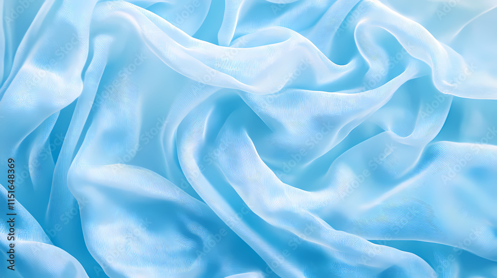 Obraz premium Blue abstract background with mesh, wavy cloth and smooth lines. Zephyrous. Illustration