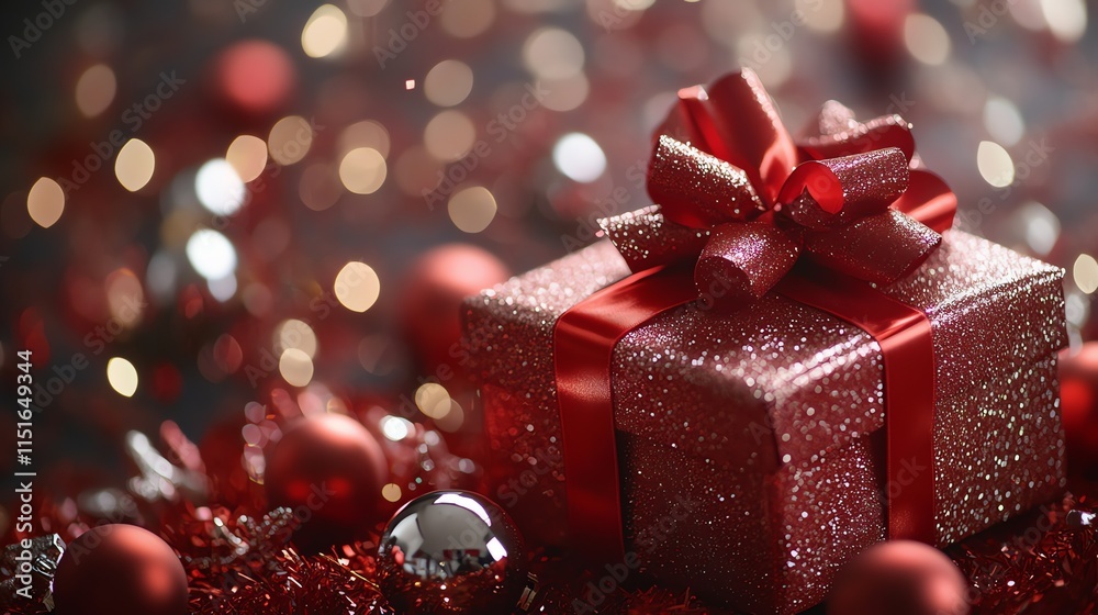 Fototapeta premium red gift box with ribbon