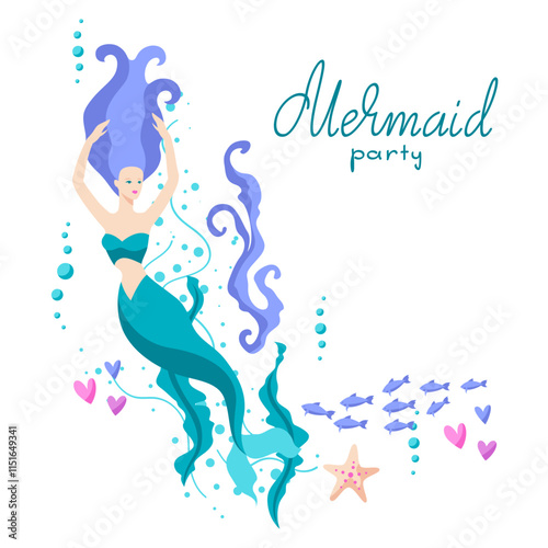 Background with mermaid. Image of underwater wonder or fabulous creation.