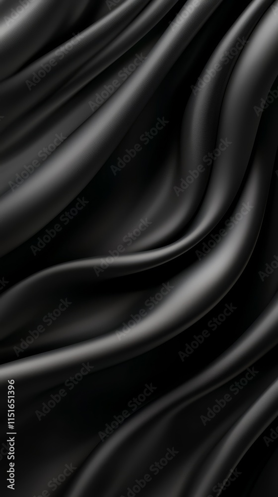 Obraz premium A black satin background with wavy lines