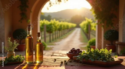 Mediterranean Villa Chefs Table with Olive Oils and Herbs