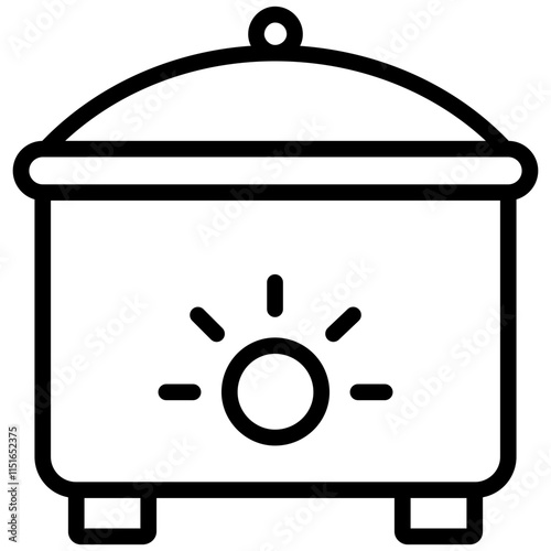 Slow Cooker Outline Icon, Black And White Outline Icon Symbol