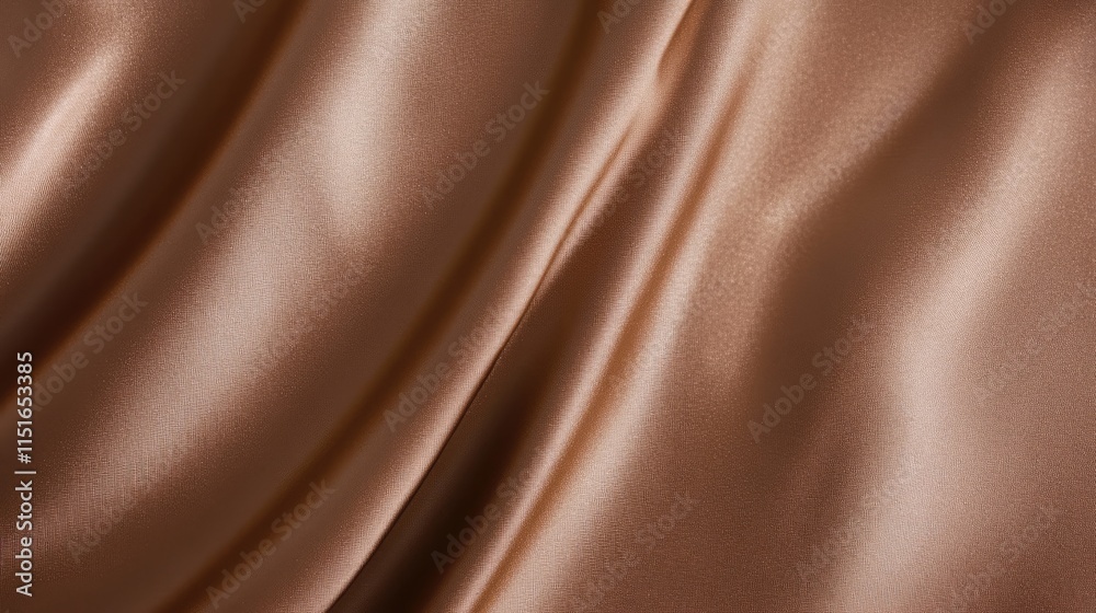 Fototapeta premium Brown satin fabric, with its smooth texture and shiny reflection, embodies luxurious elegance. Ideal for high-fashion projects, it adds a refined charm to any creation.