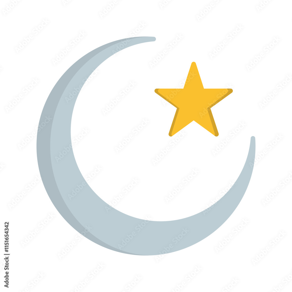 Moon and Star Vector Icon Moon and Star Vector Icon