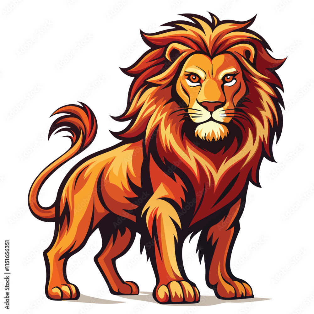 Fototapeta premium A lion illustration, lion cartoon isolated on white background