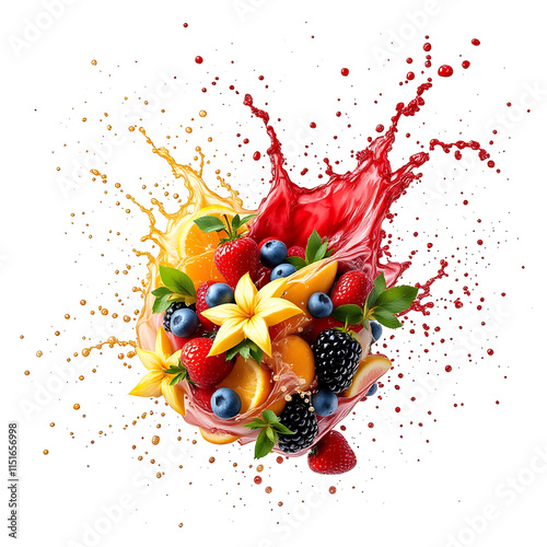 A Colorful Mix of Fresh Fruits and Juices