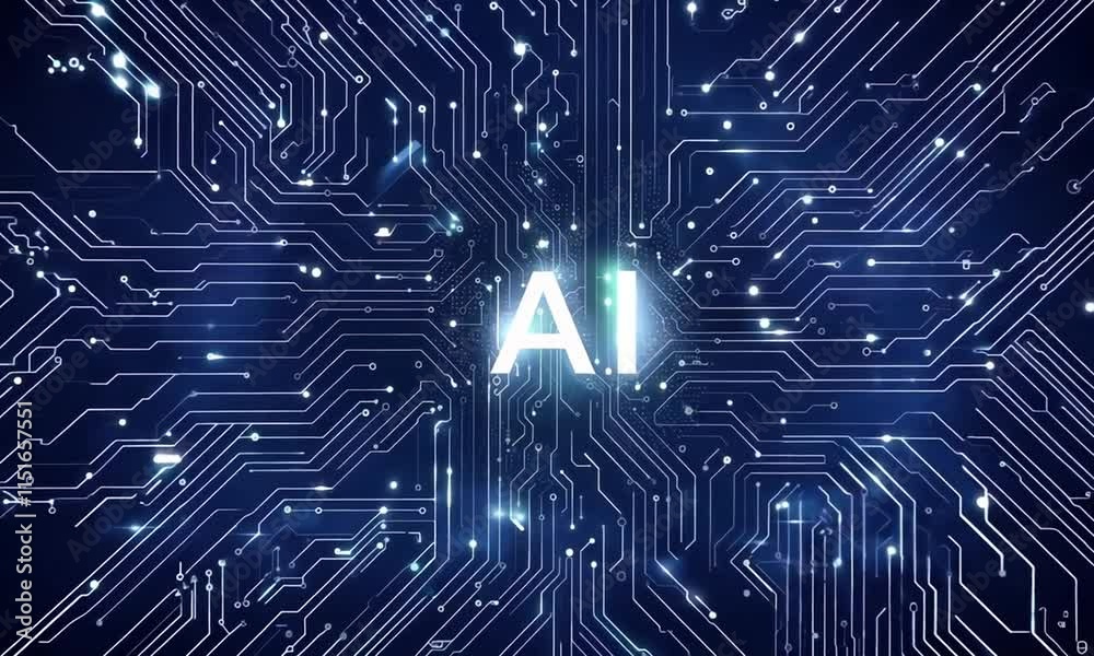 glowing circuit board AI technology concept