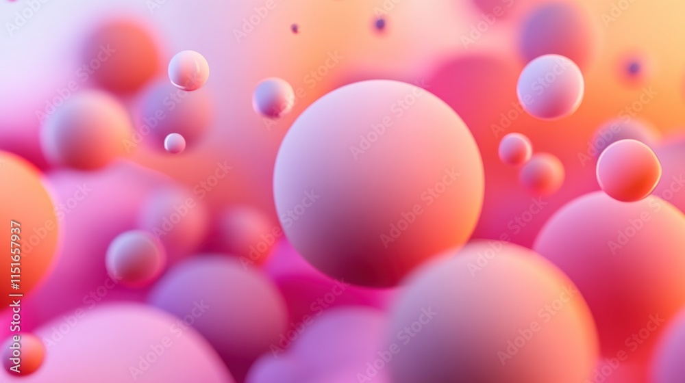 Abstract Pink and Orange Spheres Floating in 3D Space: A Dreamy, Surreal Background Image Abstract Pink and Orange Spheres Floating in 3D Space: A Dreamy, Surreal Background Image