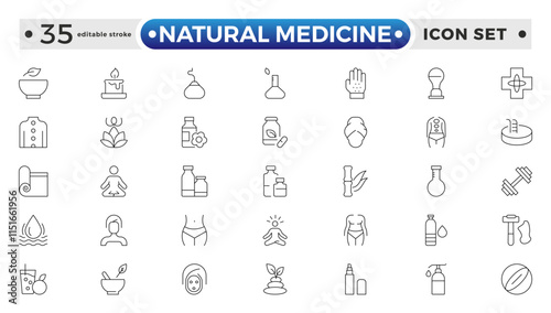 Natural medicine outline icon related to food oil, olive, rapeseed, canola, sunflower, palm, ghee, peanut, coconut, sesame, cook, oil, bottle, corn, Medicine, medication. Editable stroke outline icon.