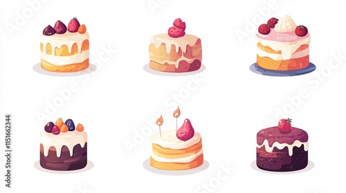 Birthday Cake Icon Vector: Celebratory Dessert Graphic in 2D Flat Style