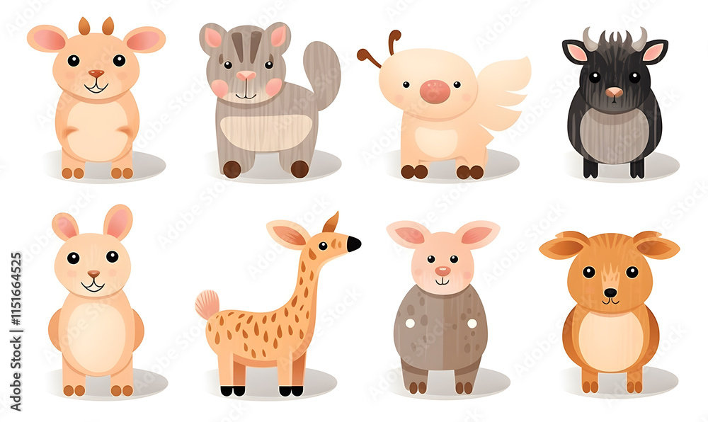 Fototapeta premium Cute Cartoon Animals Collection for Children and Educational Use