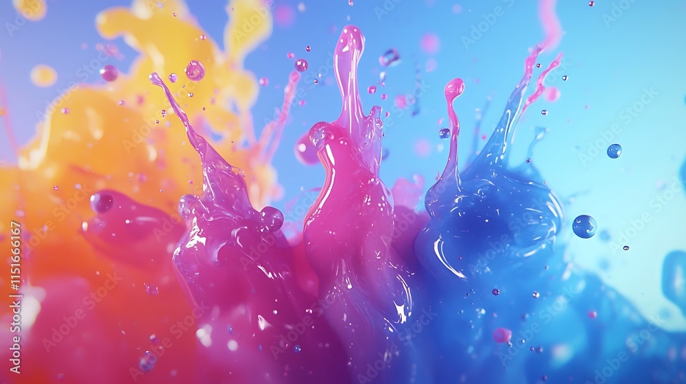 Obraz premium Vibrant Colorful Liquid Splashes Exploding Dynamically