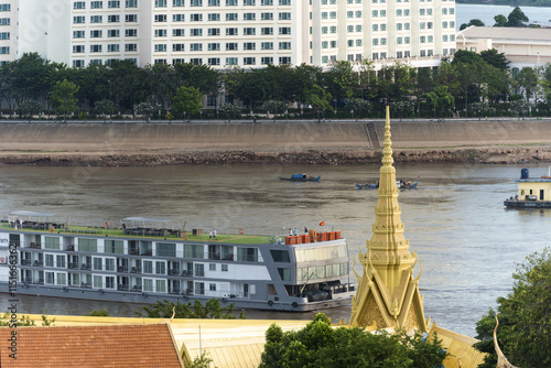 the Supreme Court and tonle sap river in Phnom Penh Cambodia