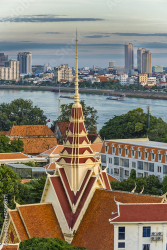 the Supreme Court and tonle sap river in Phnom Penh Cambodia