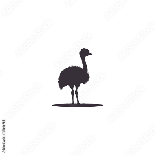 Silhouettes Ostrich animal icon set vector illustration. Isolated on white background.