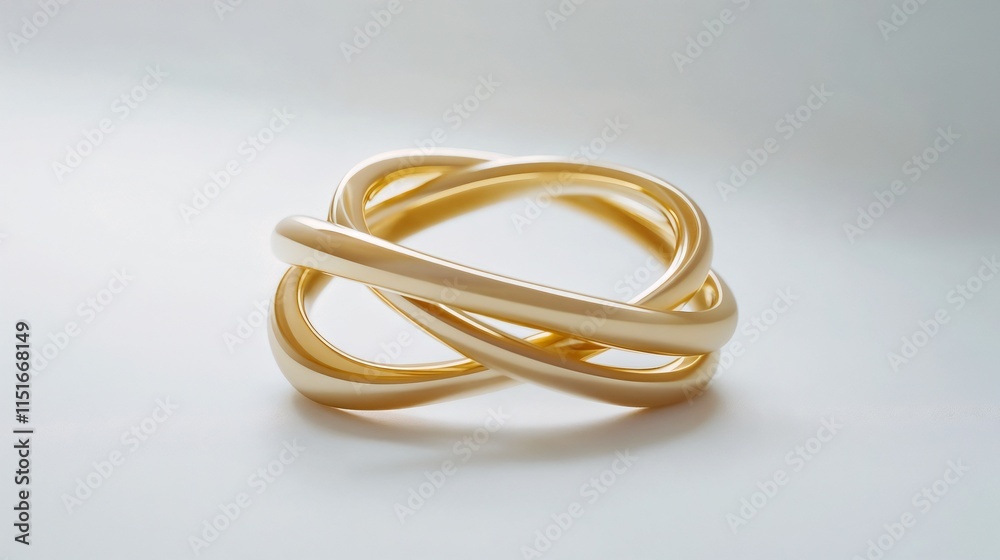Elegant intertwined gold rings on a smooth surface highlighting modern design craftsmanship Elegant intertwined gold rings on a smooth surface highlighting modern design craftsmanship