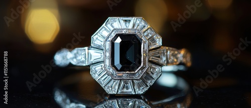 Showcase of timeless glamour art deco diamond and onyx cocktail ring collection