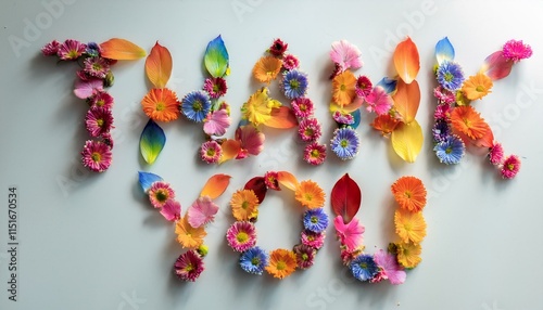 カラフルな花びらの感謝メッセージColorful petal thank you message