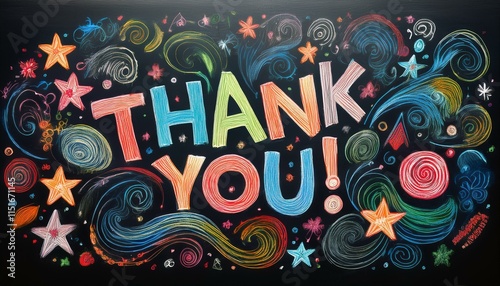 チョークで描いたありがとうメッセージThank you message drawn with chalk