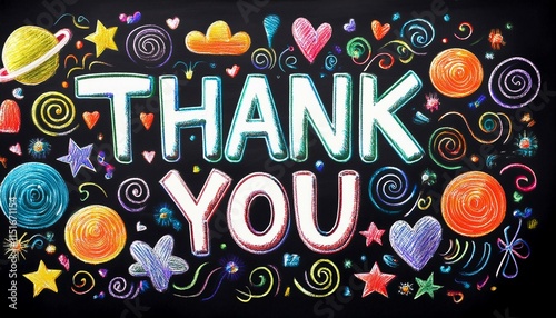 チョークで描いたありがとうメッセージThank you message drawn with chalk
