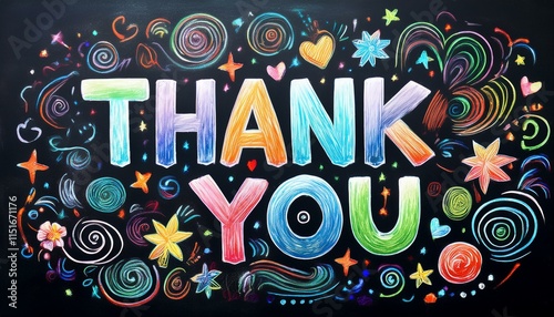 チョークで描いたありがとうメッセージThank you message drawn with chalk