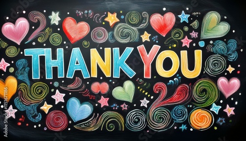 チョークで描いたありがとうメッセージThank you message drawn with chalk