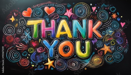 チョークで描いたありがとうメッセージThank you message drawn with chalk