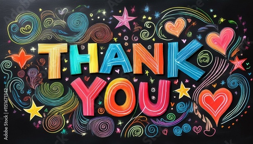 チョークで描いたありがとうメッセージThank you message drawn with chalk