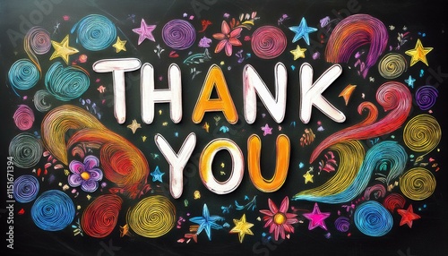 チョークで描いたありがとうメッセージThank you message drawn with chalk