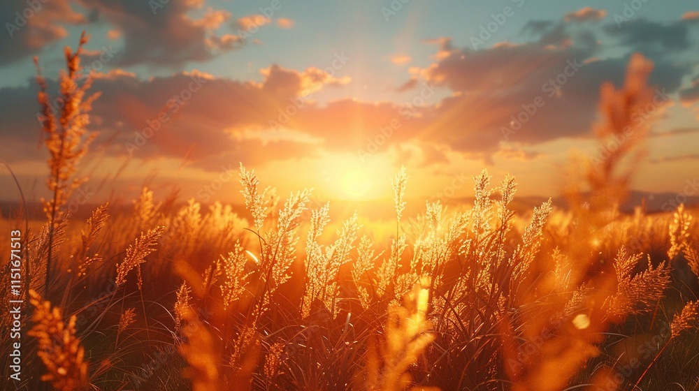 wheat field at sunset wheat field at sunset