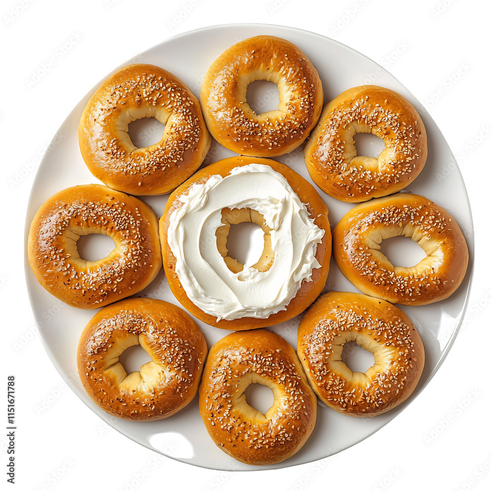 Freshly Baked and Delectable Donuts Served on a Plate with Creamy Topping Freshly Baked and Delectable Donuts Served on a Plate with Creamy Topping
