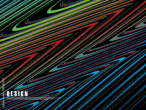 Abstract vector wavy light lines flowing dynamic colorful. isolated on black background for concept of energy, technology, digital, science, music, etc.