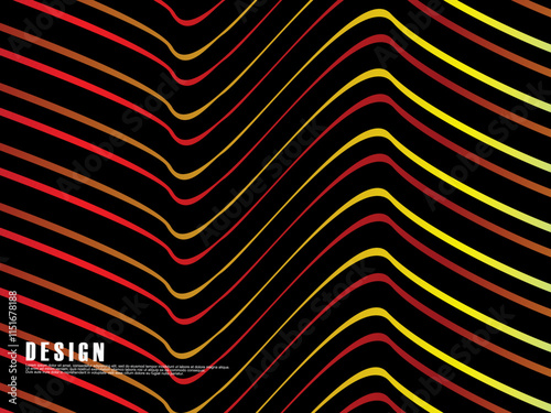 Abstract vector wavy light lines flowing dynamic colorful. isolated on black background for concept of energy, technology, digital, science, music, etc.