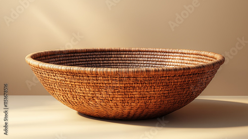 Traditional woven basket in warm lighting