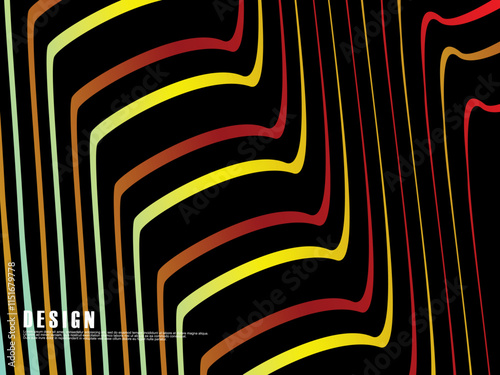 Abstract vector wavy light lines flowing dynamic colorful. isolated on black background for concept of energy, technology, digital, science, music, etc.