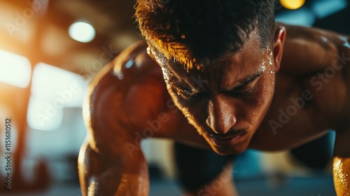 Person engaging in high-intensity interval training at gym, showcasing dedication and commitment to fitness and personal health improvement. photo