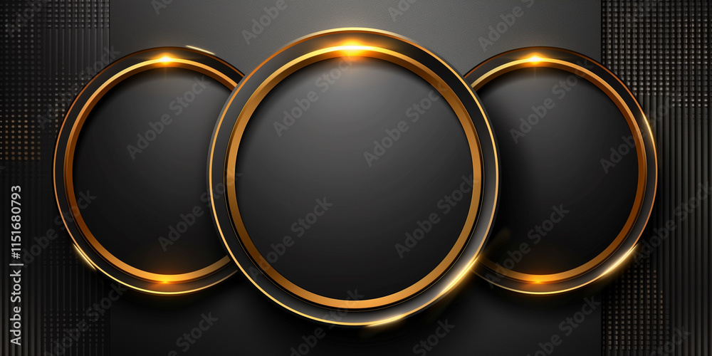 Elegant abstract background featuring black circular elements with golden accents