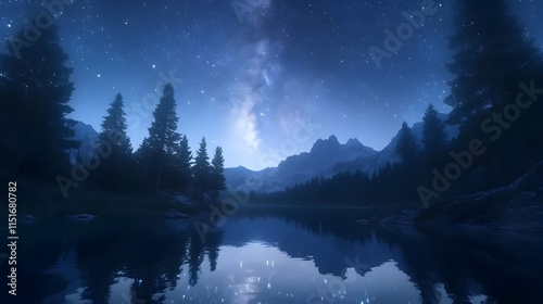 Wallpaper Mural Milky Way Galaxy over Mountain Lake at Night Torontodigital.ca