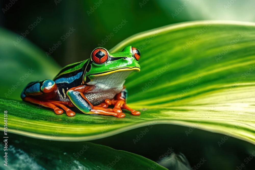 Naklejka premium Close up of a vibrant frog