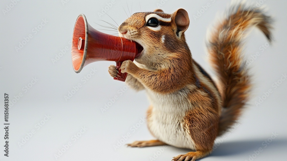 Fototapeta premium Chipmunk with a Megaphone, Ready to Shout