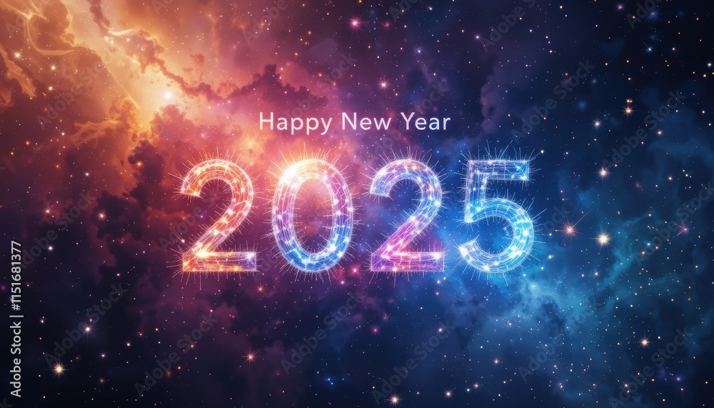 Sparkling 2025 New Year Celebration in Space Sparkling 2025 New Year Celebration in Space