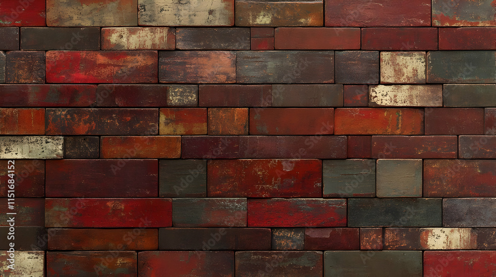 Obraz premium Rustic Red Brick Wall Texture: Aged Brickwork Background